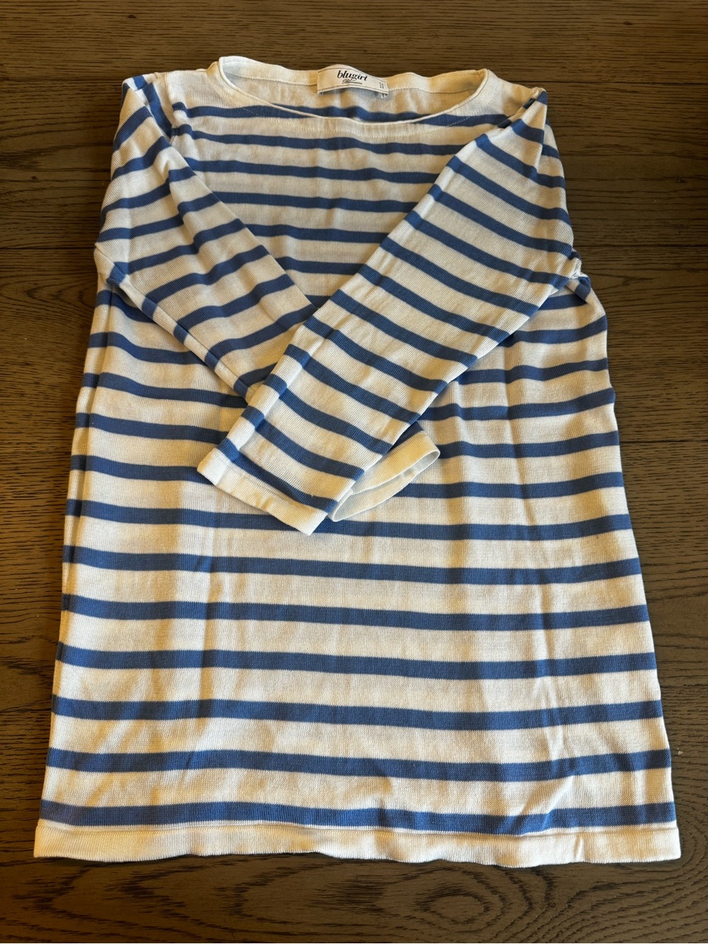 Blue marine Blue & White Striped 3/4 sleeves -